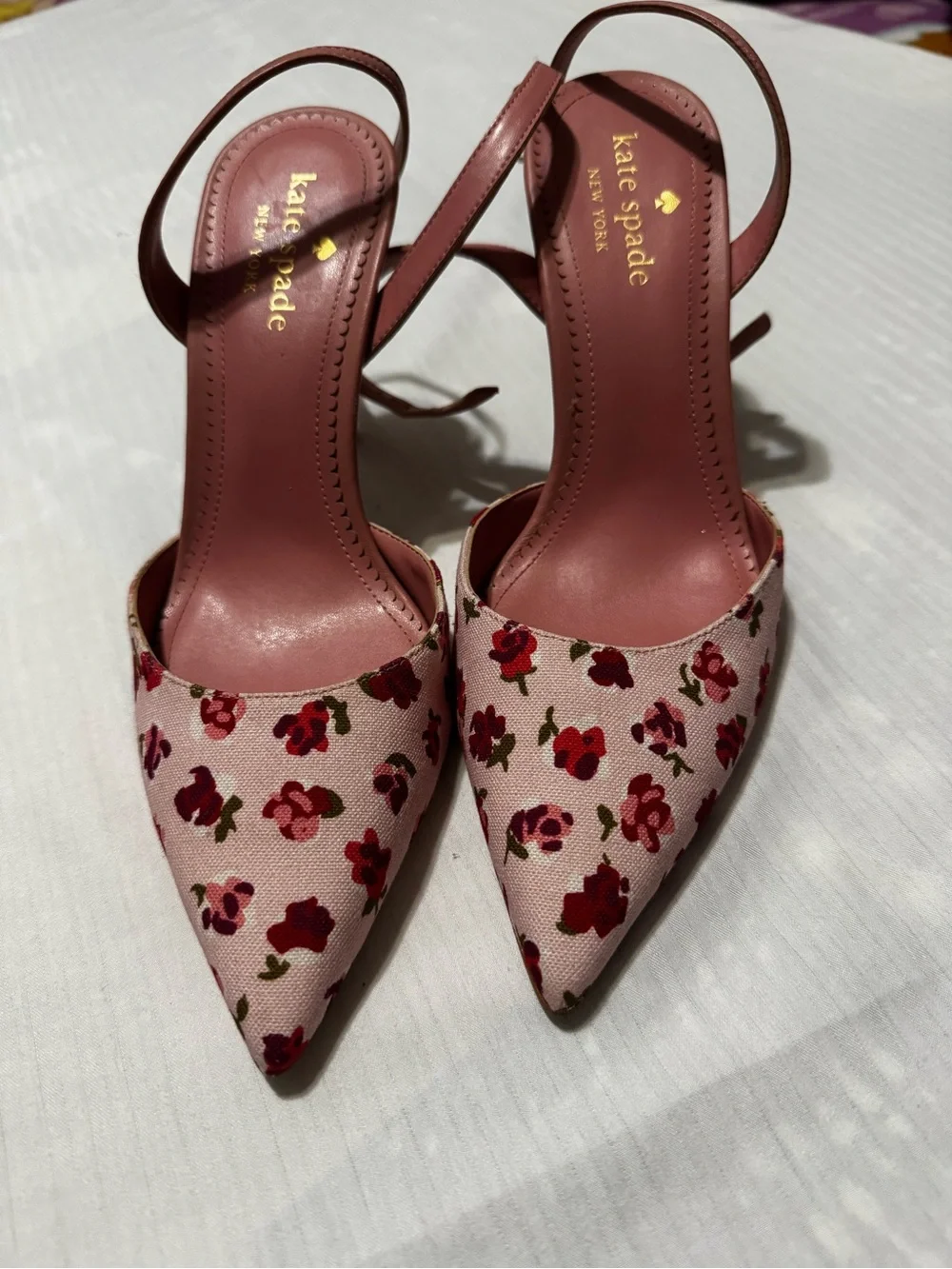 kate spade Pink Floral Pointed Toe Slingback Flats